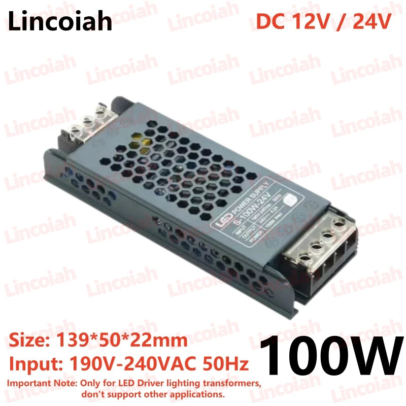 Lighting Transformer DC 12V/24V Power Supply Adapter 5A 12A Ultra thin LED Strip Switch Driver Lamp 60W 100W 150W 200W 300W 400W