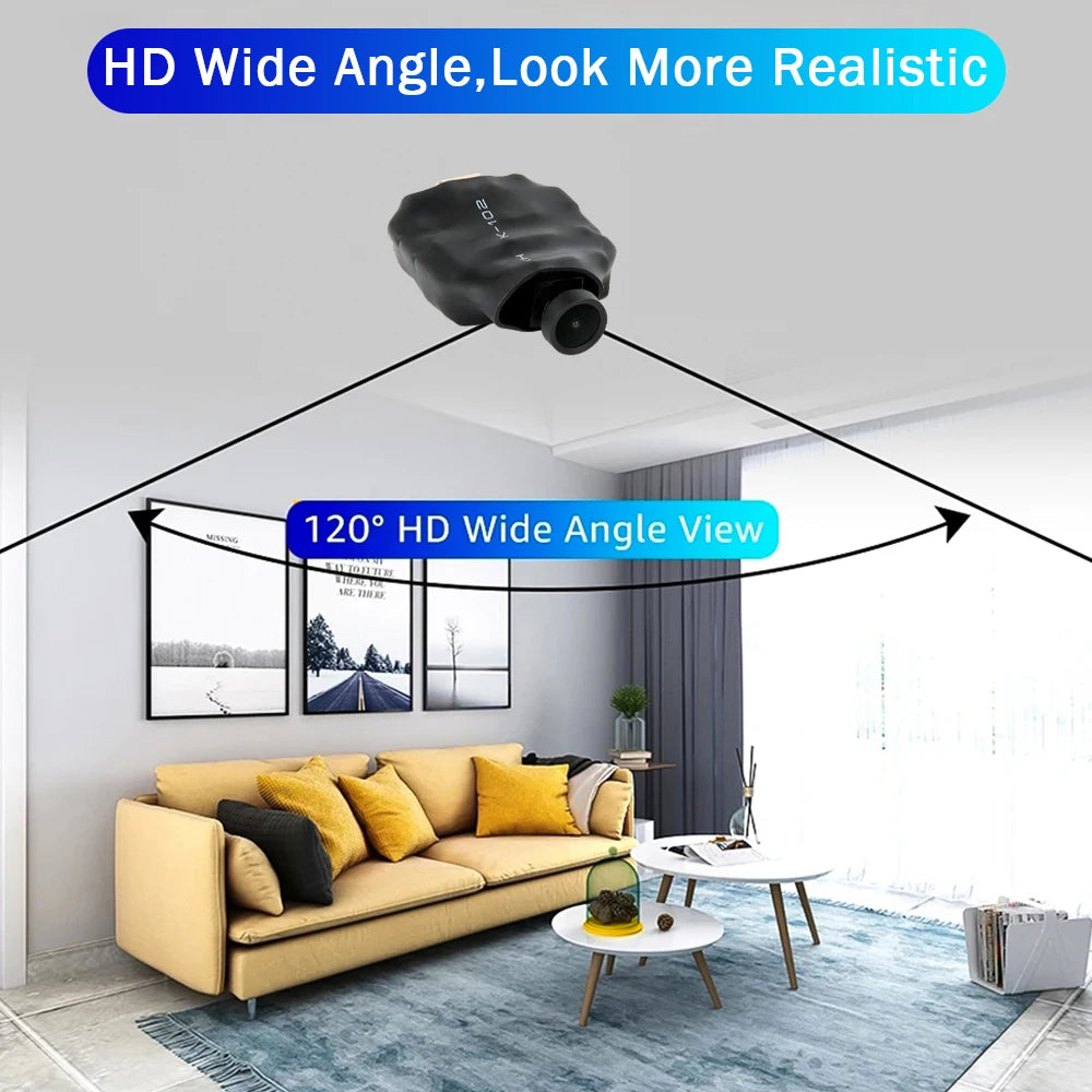 4K HD Mini Camera Wireless WIFI Camera Supports 5X zoom, motion detection, remote viewing,120° Live Streaming nanny DIY camera