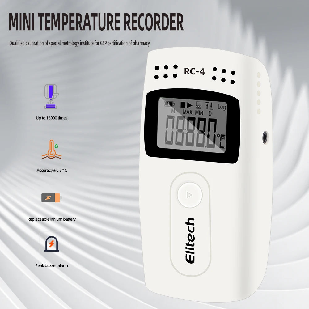 RC-4 Mini Temperature Data logger USB Datalogger Temperature Data Recorder External Sensor 16000 Point Recorder for Cold Chain
