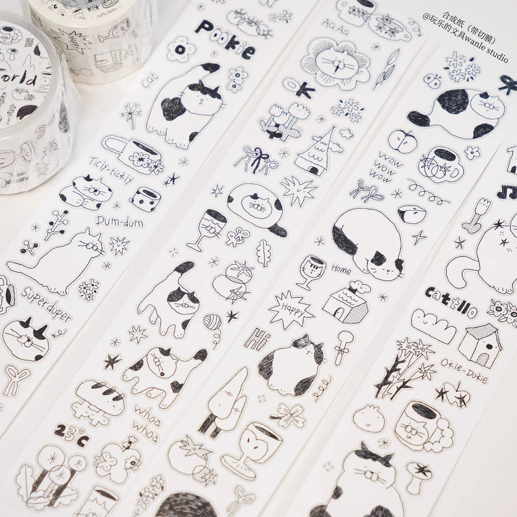 1szt/1lot Dekoracyjne taśmy klejące Zabawne artykuły papiernicze Scrapbooking DIY Papier Japońskie naklejki