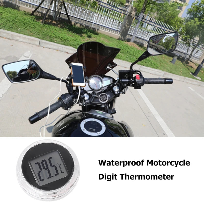 Mini Motorcycle Thermometer Waterproof Stick-On Motorbike Mount Watch Digital Temeperature Meter Waterproof