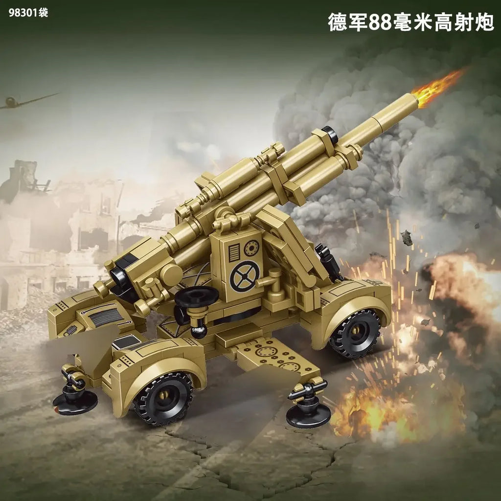 Ww2 German Light Tank PZ.KPFW.38(T)A Military Series WW2 Tank Building Blocks  Bricks Model Set Toys for Kids Gifts