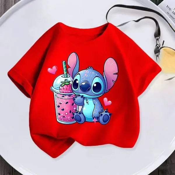 Kawaii Lilo Stitch Cartoon T Shirt Children Kids Stitch Cute Manga T-shirt Y2k Graphic Tshirt Girl Boy Top Tees Lilo and Stitch
