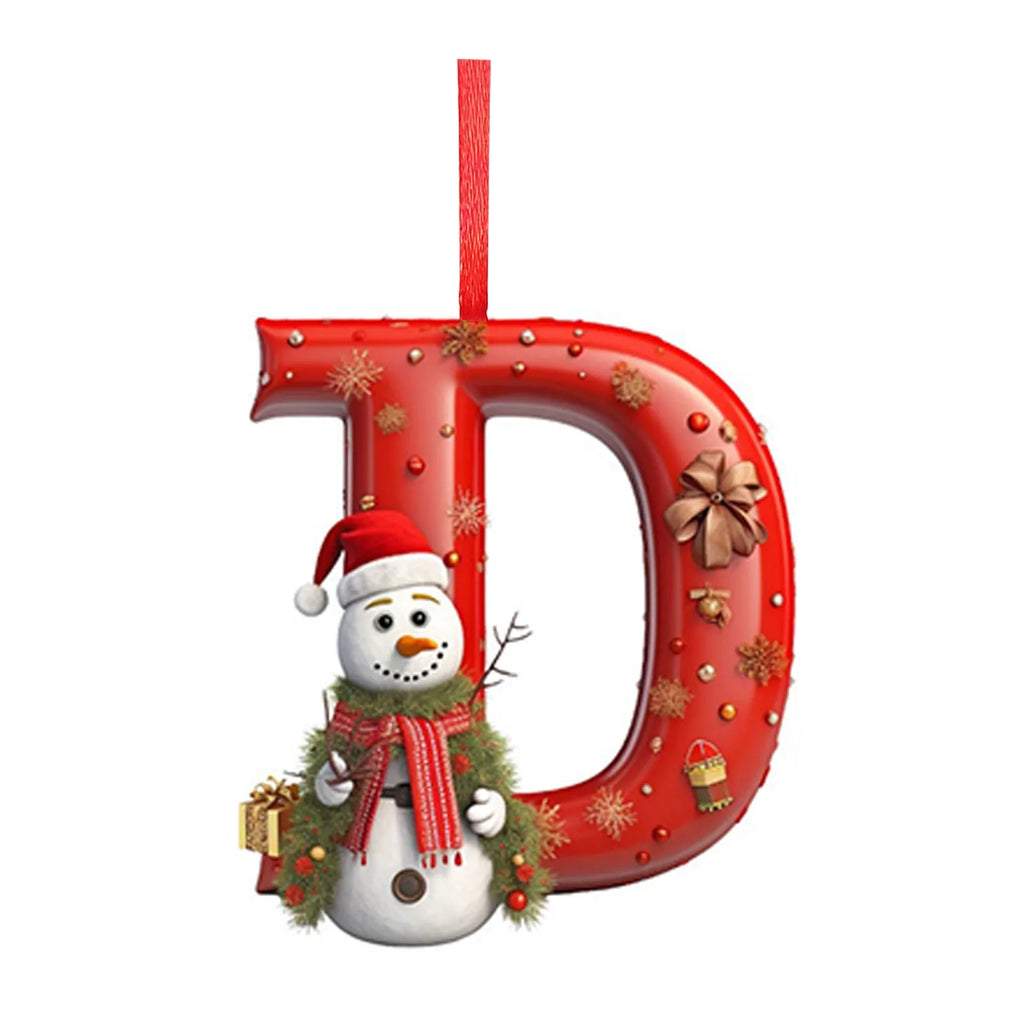 New Christmas Tree Decoration 2D Letter Pendant Acrylic 26 Letter Pendant Hanging Christmas Tree Ornament Accessories navidad