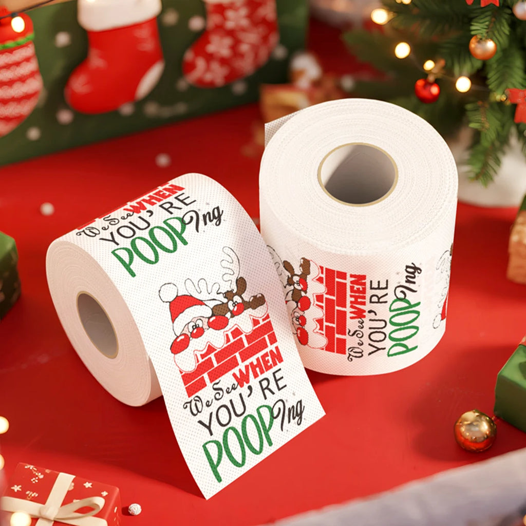 1/5pcs Happy 2026 New Year Christmas Toilet Roll Paper Xmas Tissue Roll Kitchen Home Decoration Holiday Party Supplies