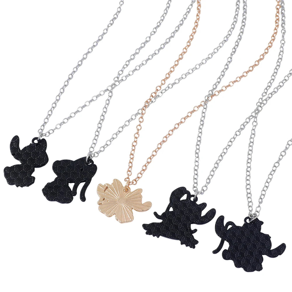 5-Piece Stitch Couple Necklace Set - Lilo & Stitch Matching Jewelry, Ohana Love Gifts for Couples