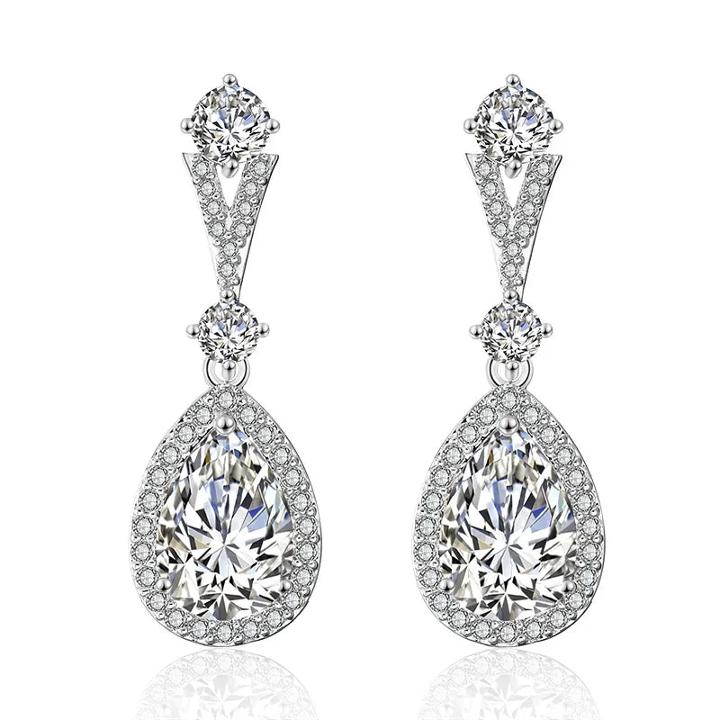ZAKOL Stylish Geometric Drop Cubic Zirconia Earrings Women Elegant Bridal Wedding Party Jewelry Accessories Wholesale EP2242