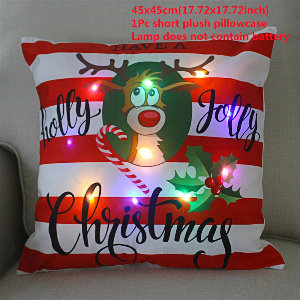 Decoración navideña Funda de almohada LED en conserva Navidad Regalo de Año Nuevo 45x45cm