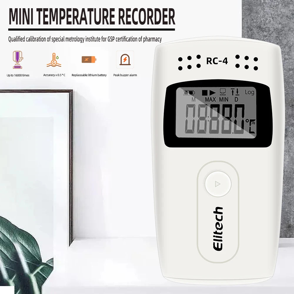 RC-4 Mini Temperature Data logger USB Datalogger Temperature Data Recorder External Sensor 16000 Point Recorder for Cold Chain