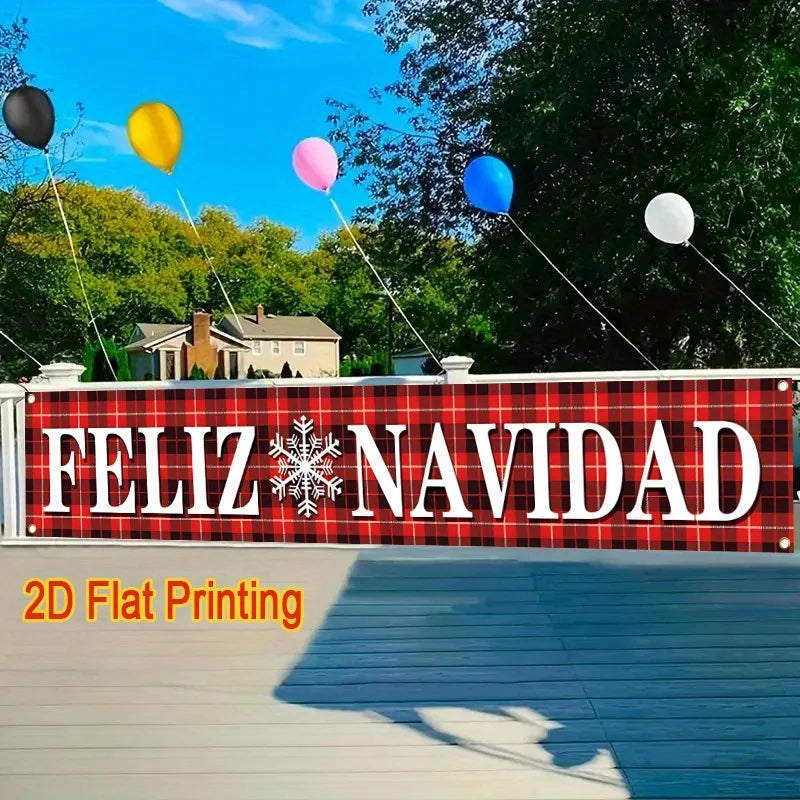 1 Feliz Navidad Christmas banner - Spanish "Merry Christmas" decoration, suitable for holiday party decorations