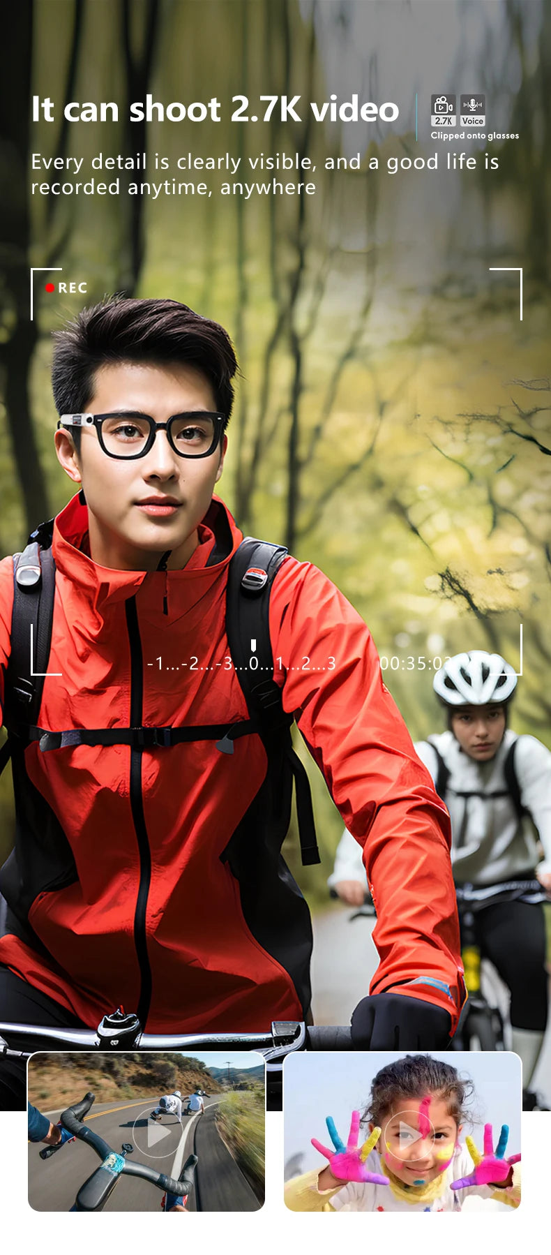 Xiaomi 4K Mini FPV Eyeglasses Video Shooting Micro-camera HD WiFi Intelligent Headset Glasses Video&Sound Recording WiFi APP