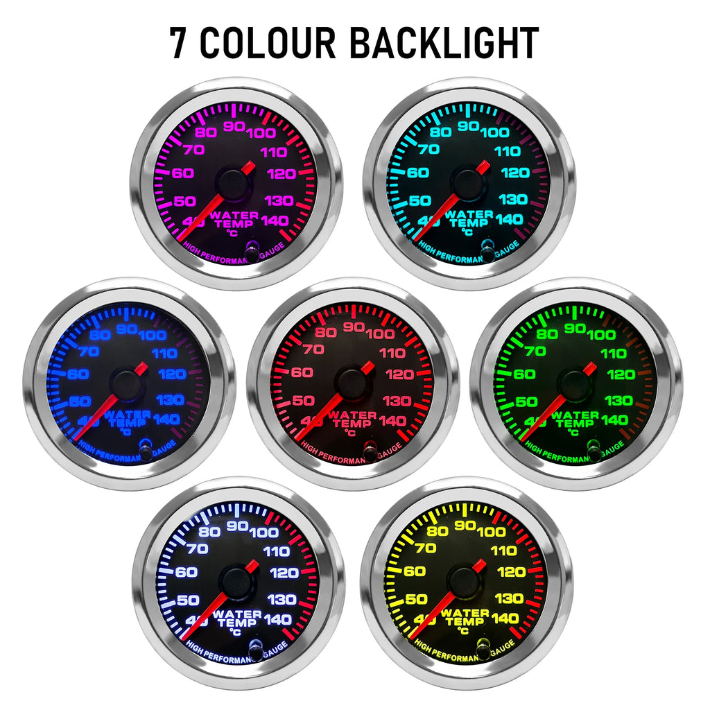 2'' 52mm 40-140 Degrees celsius 12V Water Temp Gauge Celsius 7 Colors Pointer Water temperature meter With Stepper Motor