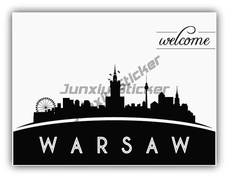 Warsaw Poland Eagle Coat of Arms Heraldic Flag Travel Stamp Sticker European Union Polska Vinyl Decal Waterproofing Anti Scratch