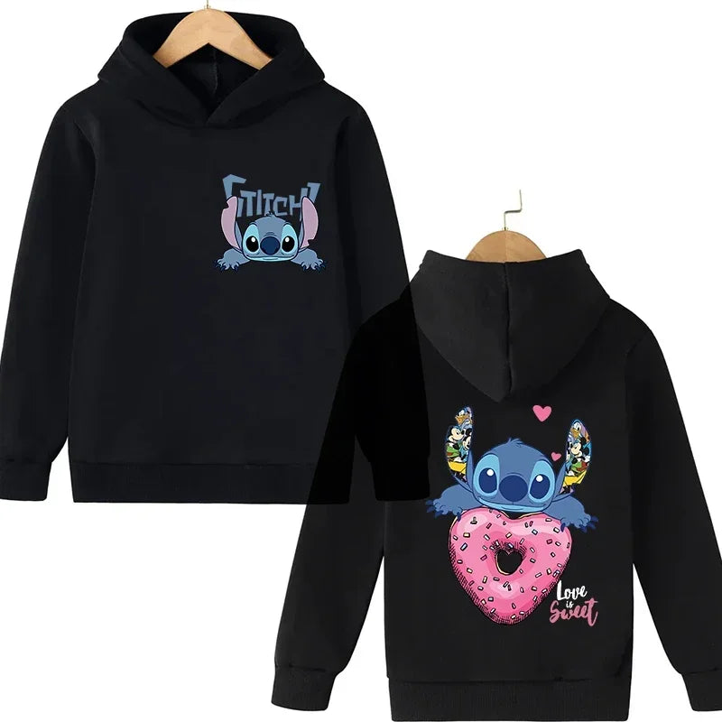 Y2k Anime Stitch Hoodie Children Cartoon Clothes Kid Girl Boy Lilo and Stitch Sweatshirt Manga Hoody Baby Casual Top