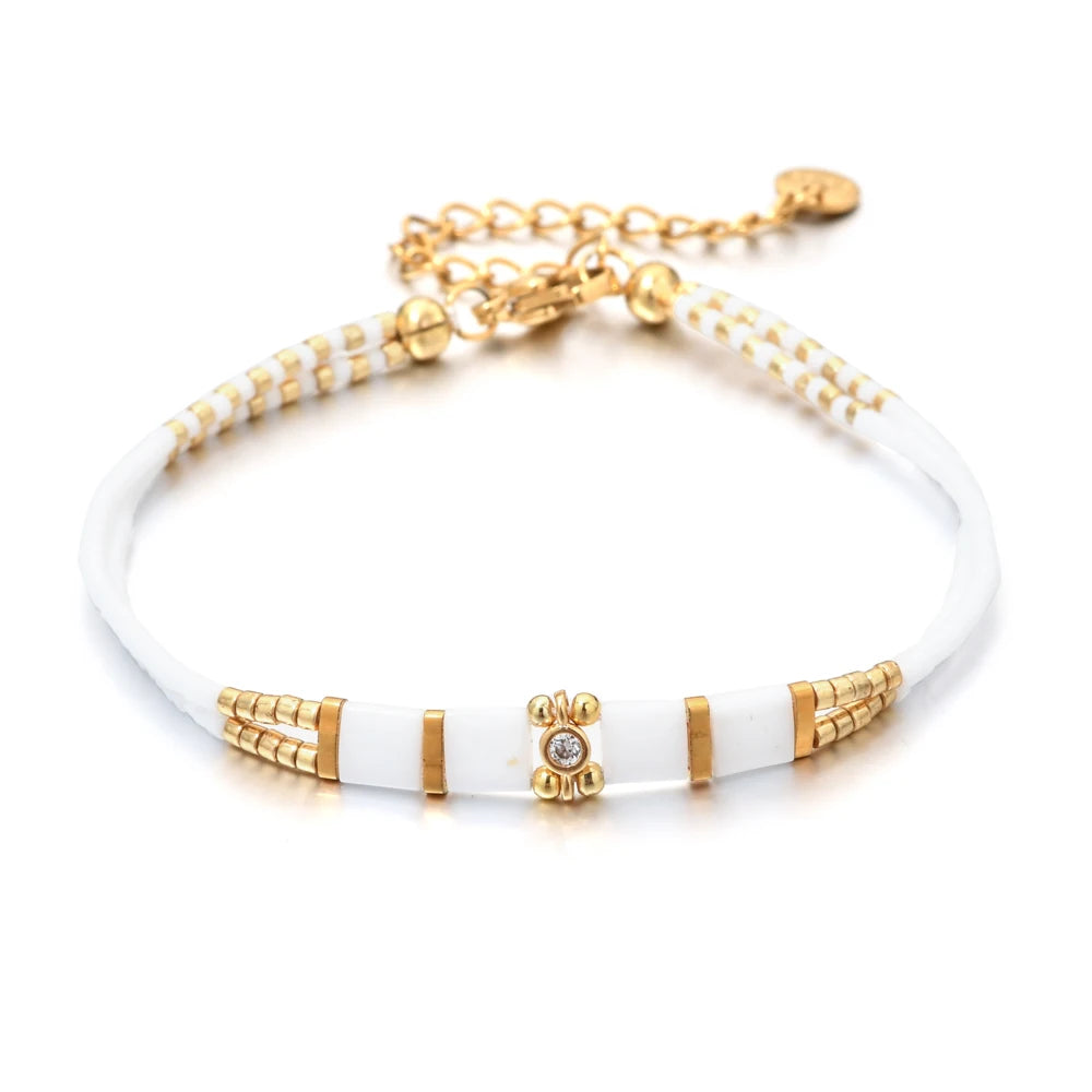 Nowe koraliki Miyuki  Czeskie koraliki                Tila ,Bransoletka Ręcznie robione białe koraliki tkane regulowane gorąca biżuteria prezenty dla przyjaciela