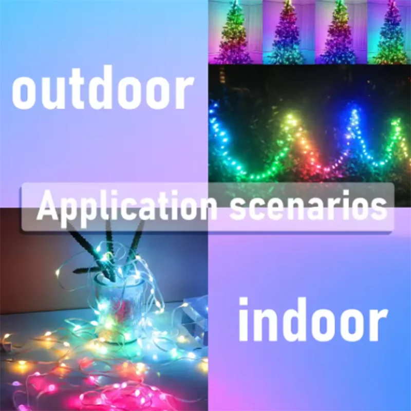 String LED Bluetooth Fairy Lights Dreamcolor RGBIC DIY Party Christmas Tree Lights Wedding Decor Garland USB Lamp 15M/10M/5M