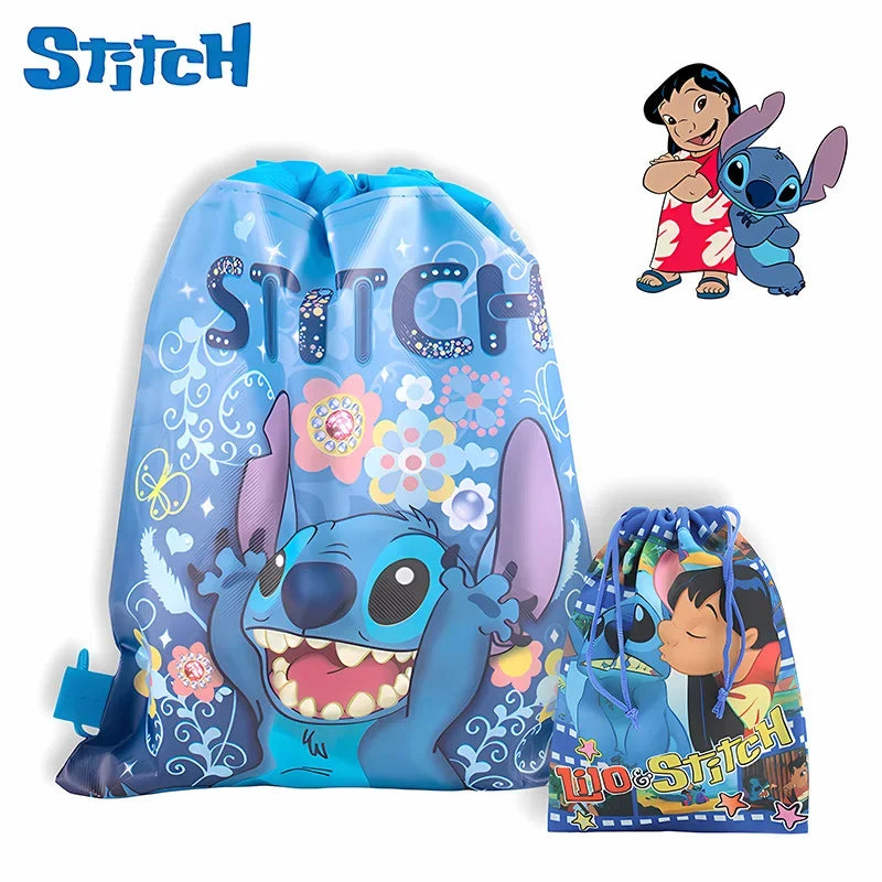 New Anime Stitch Bundle Pocket Kawaii Lilo & Stitch Storage Bag Cartoon Non Woven Drawstring Bag Children Party Gifts