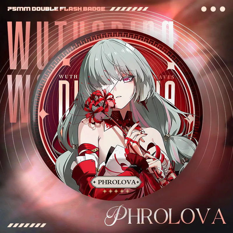 New Wuthering Waves 75MM Laser Brooch Chisa Mornye Lynae Lucilla Badge Pin Cartoon Anime Game Cosplay Jewelry Cute Gift