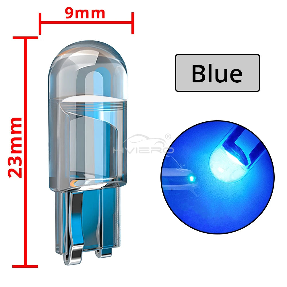 2/4 W5W 194 T10 Glass Housing Cob LED Home Bulb 6000K Wedge License Plate Lamp Dome Light White Diedo Auto Interior Read 12V DC