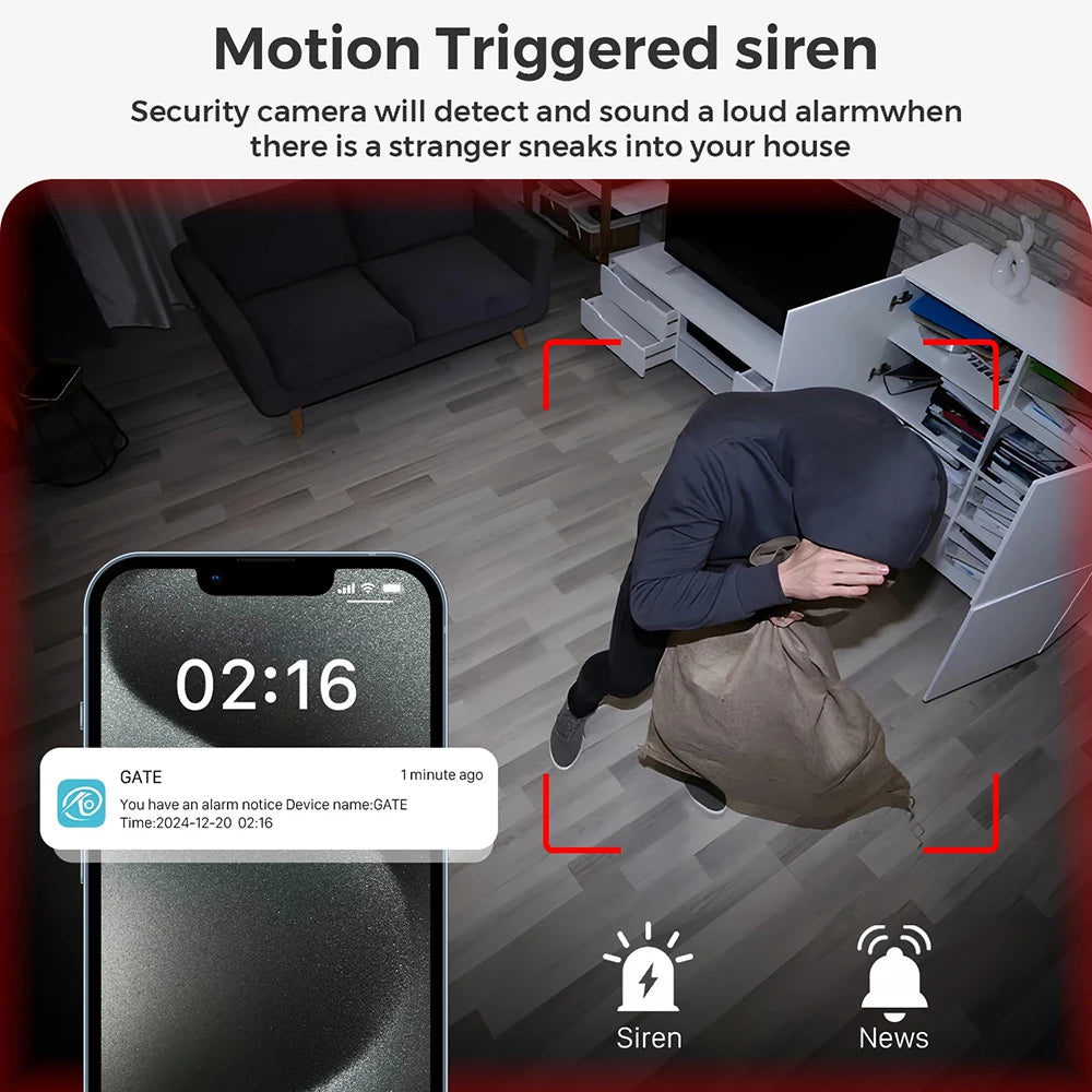 4K HD Mini Camera Wireless WIFI Camera Supports 5X zoom, motion detection, remote viewing,120° Live Streaming nanny DIY camera