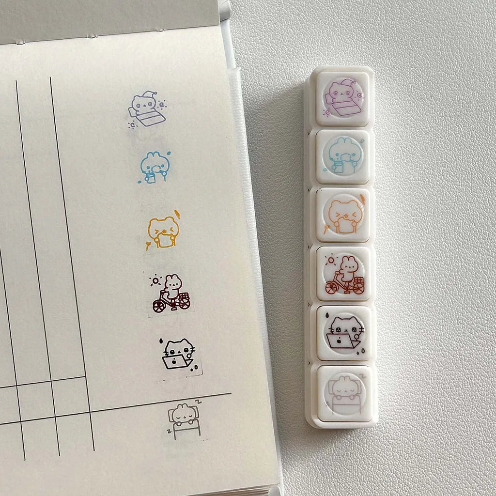 WAKAWAKA Decorative Stamps for Scrapbooking Kawaii Stamps Stationery For Journal Planner Arts Diy Crafts Album