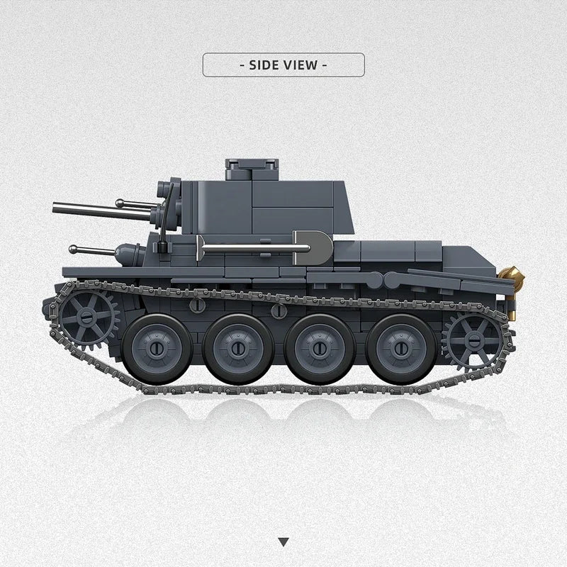 Ww2 German Light Tank PZ.KPFW.38(T)A Military Series WW2 Tank Building Blocks  Bricks Model Set Toys for Kids Gifts