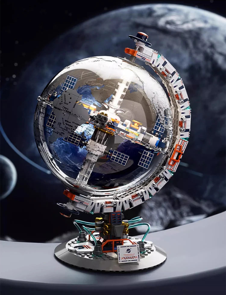 New Creative Technology Space Station Transparent Globe Building Blocks High Tech Construction Bricks Set Toy Gifts For Children
