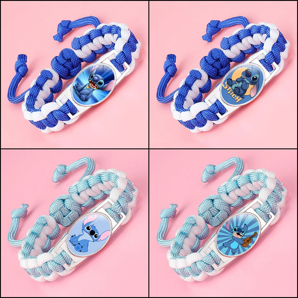 Kawaii Stitch Handwoven Bracelets Lilo Stitch Cartoon Anime Women Jewelry Decoration Woven Bracelet Party Birthday Gifts Girls