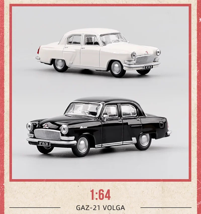 Perka 1:64 Scale FSO Polonez MR'87/M21 GAZ-21 Volga Alloy Car Model Static Display Hobby Collection