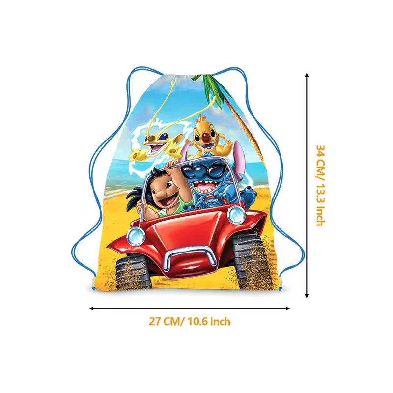 6/24pcs Lilo & Stitch Storage Bag Nonwoven Pink Angel Stitch Drawstring Bags Party Decor Kids Birthday Christmas Gift