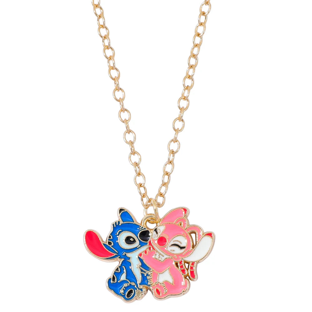 5-Piece Stitch Couple Necklace Set - Lilo & Stitch Matching Jewelry, Ohana Love Gifts for Couples