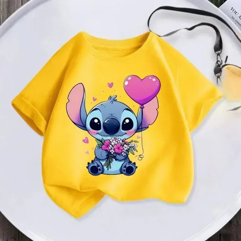 Kawaii Lilo Stitch Cartoon T Shirt Children Kids Stitch Cute Manga T-shirt Y2k Graphic Tshirt Girl Boy Top Tees Lilo and Stitch