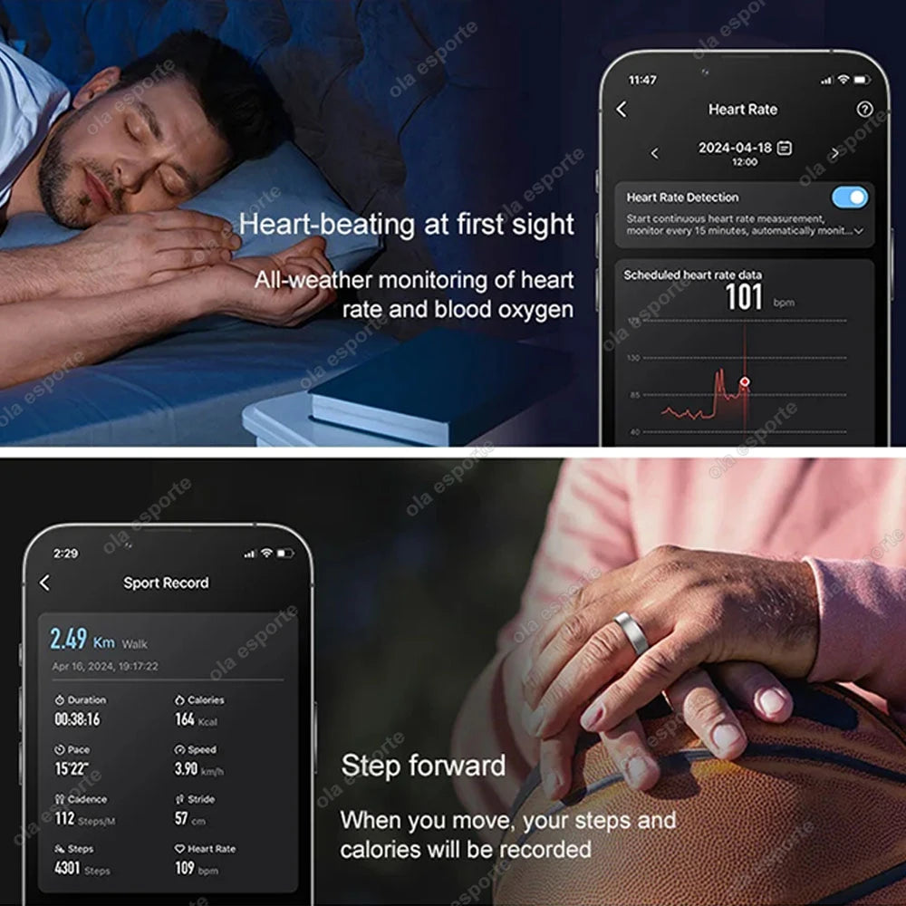 2025 New in Smart Ring For Men Women Ring Bluetooth Health Monitor Smartring IP68&5ATM Waterproof Multi-sport Modes Smartring