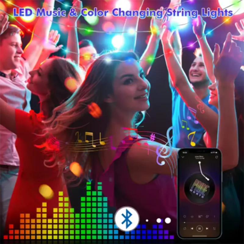 String LED Bluetooth Fairy Lights Dreamcolor RGBIC DIY Party Christmas Tree Lights Wedding Decor Garland USB Lamp 15M/10M/5M
