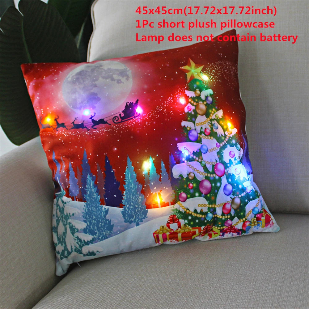 Decoración navideña Funda de almohada LED en conserva Navidad Regalo de Año Nuevo 45x45cm