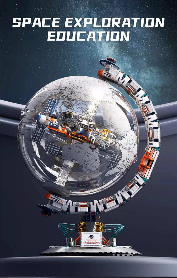 New Creative Technology Space Station Transparent Globe Building Blocks High Tech Construction Bricks Set Toy Gifts For Children