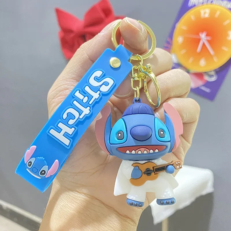 Cartoon Lilo & Stitch Keychains for Women Men Fans Cute Stitch Angel Lilo Keyrings Car Keys Holder Gifts for Friends