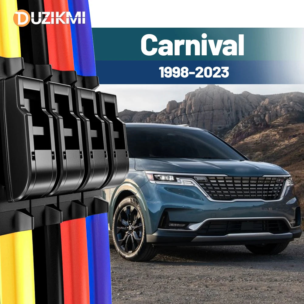 For Kia Carnival 1998-2023 2013 2014 2015 2016 2017 2018 2019 2020 2021 2pcs Front Windshield Windscreen Wiper Blades Red Blue