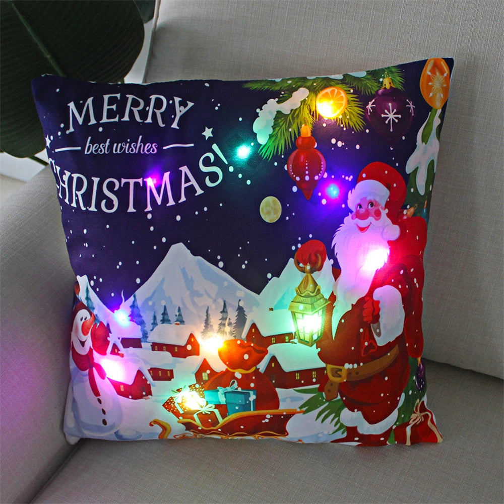 Decoración navideña Funda de almohada LED en conserva Navidad Regalo de Año Nuevo 45x45cm