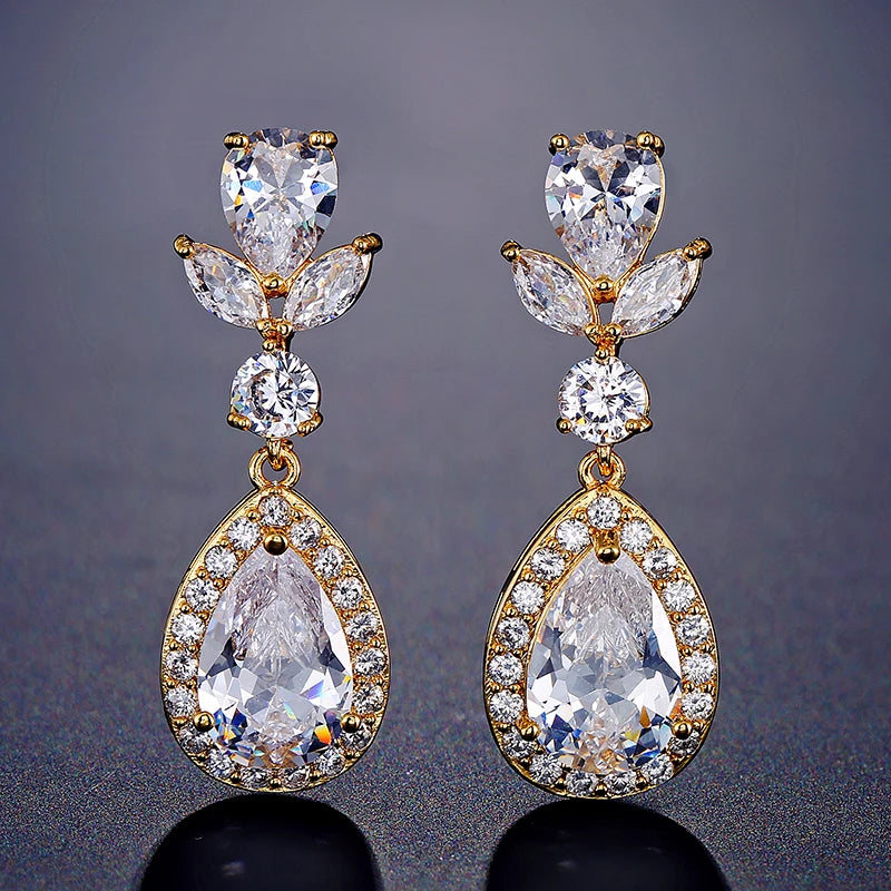 ZAKOL Stylish Geometric Drop Cubic Zirconia Earrings Women Elegant Bridal Wedding Party Jewelry Accessories Wholesale EP2242