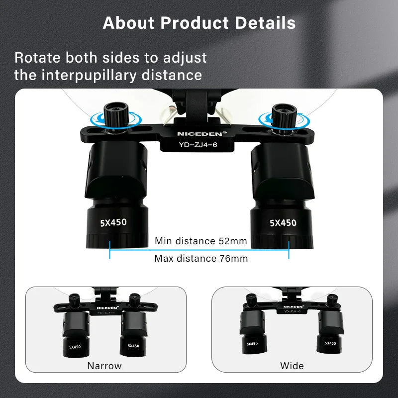 Lupas 5x Lupa Binocular Dental 5w LED Medicina De Laboratorio Lente De Aumento Binocular Luz Equipo Quirúrgico Dental