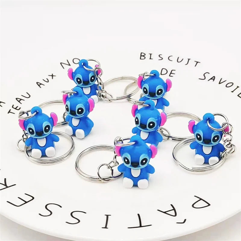 10Pcs/Lot Cartoon Keychain Cartoon Lilo & Stitch Cute Doll Keyring Ornament Key Chain Car Pendant Kids Gifts