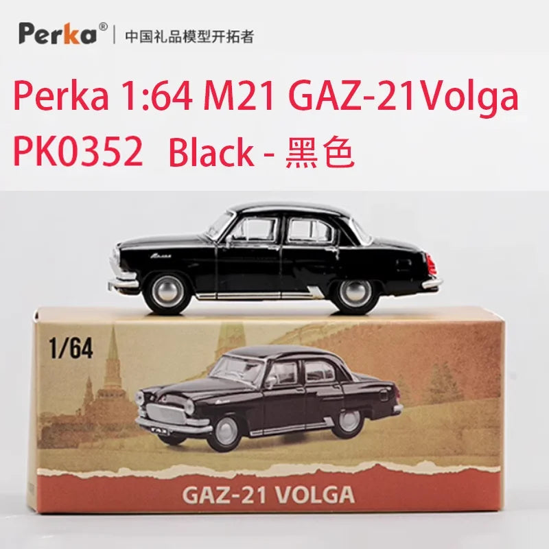 Perka 1:64 Scale FSO Polonez MR'87/M21 GAZ-21 Volga Alloy Car Model Static Display Hobby Collection