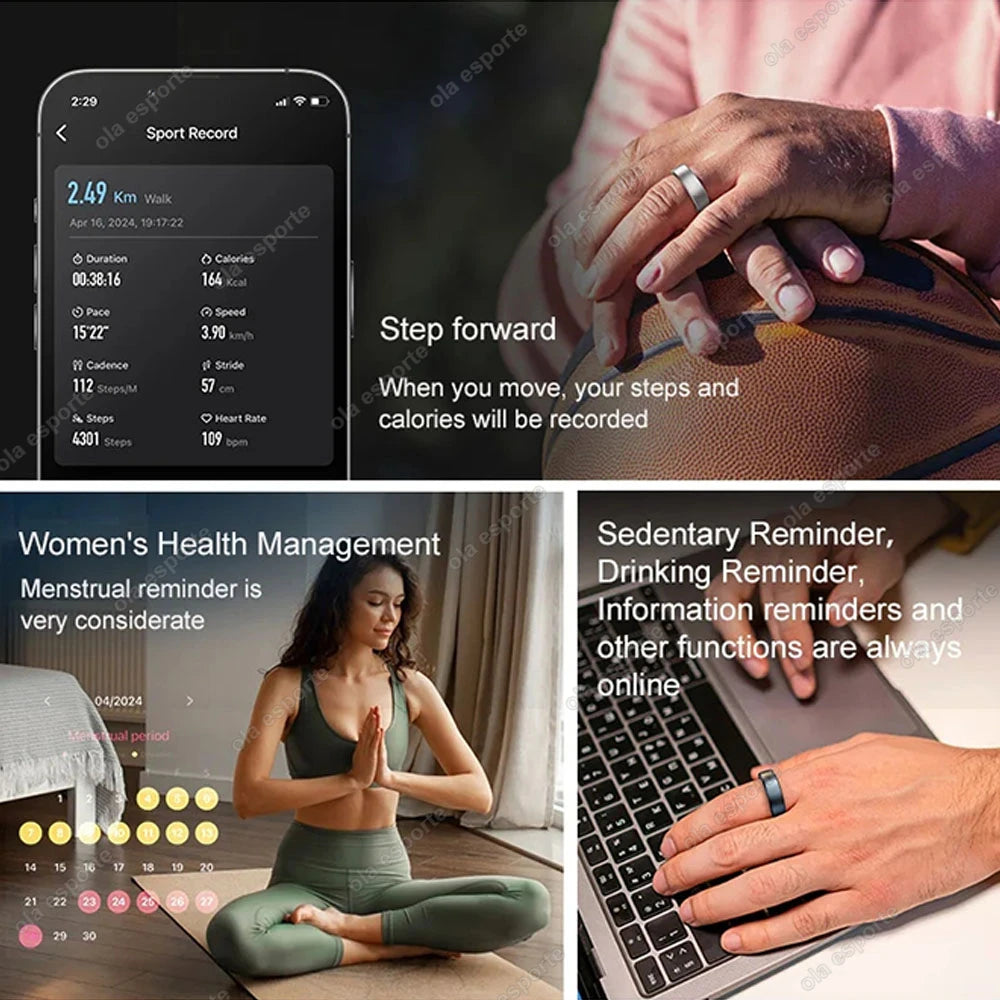 2025 New in Smart Ring For Men Women Ring Bluetooth Health Monitor Smartring IP68&5ATM Waterproof Multi-sport Modes Smartring