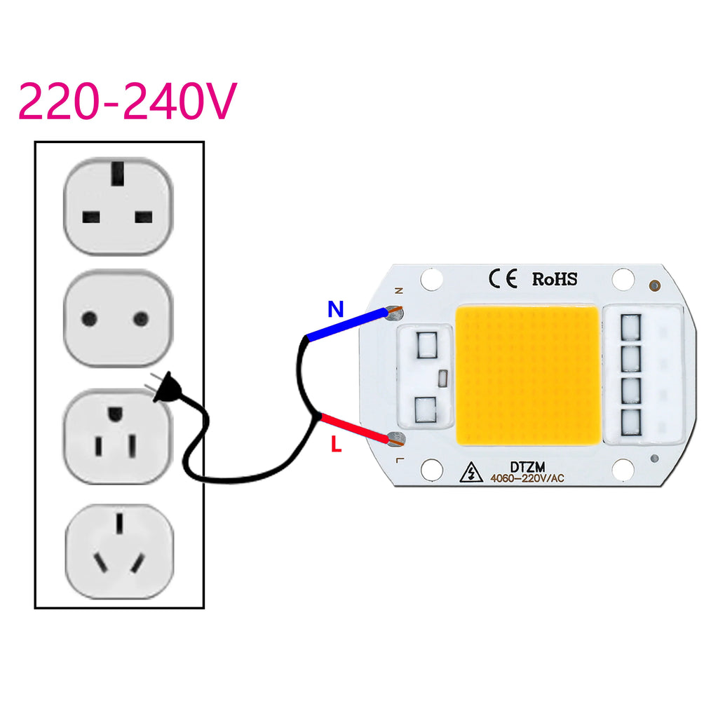 LEDCOB 5W Chip 50w led bulb High Power led 220v 10W 20W 30W light bulbs Lamp 220V LED matrix For Outdoor Indoor FloodLight White