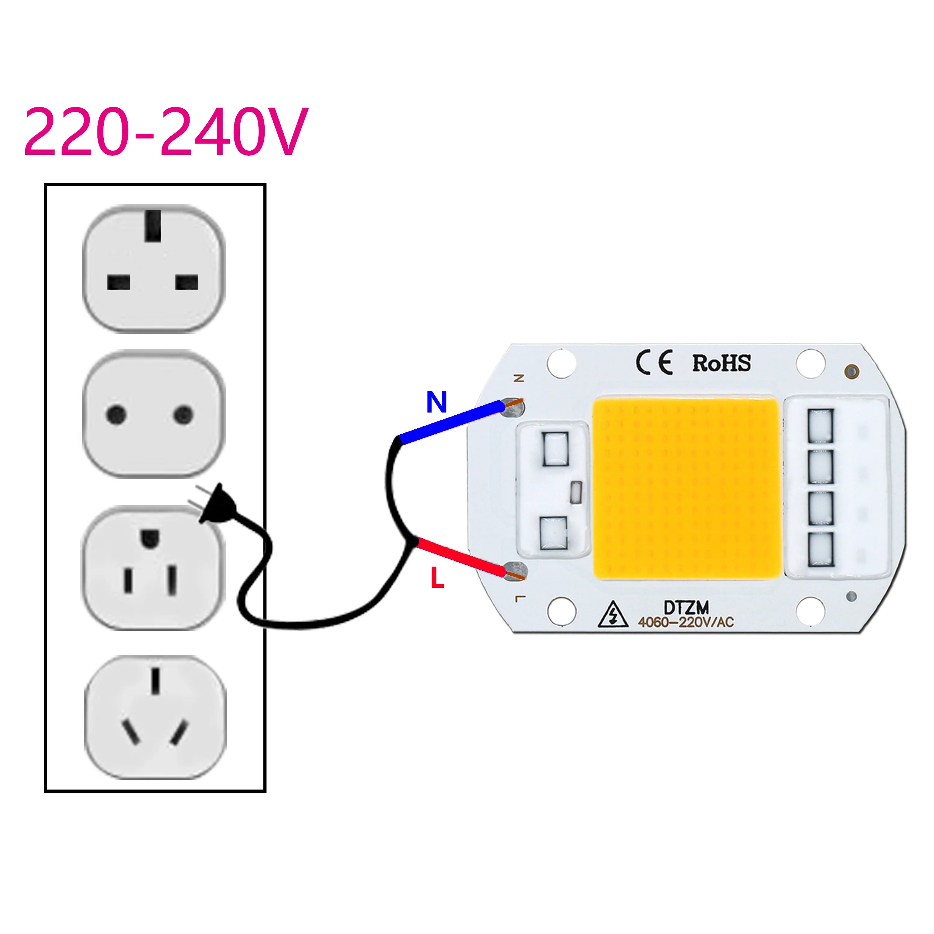 LEDCOB 5W Chip 50w led bulb High Power led 220v 10W 20W 30W light bulbs Lamp 220V LED matrix For Outdoor Indoor FloodLight White
