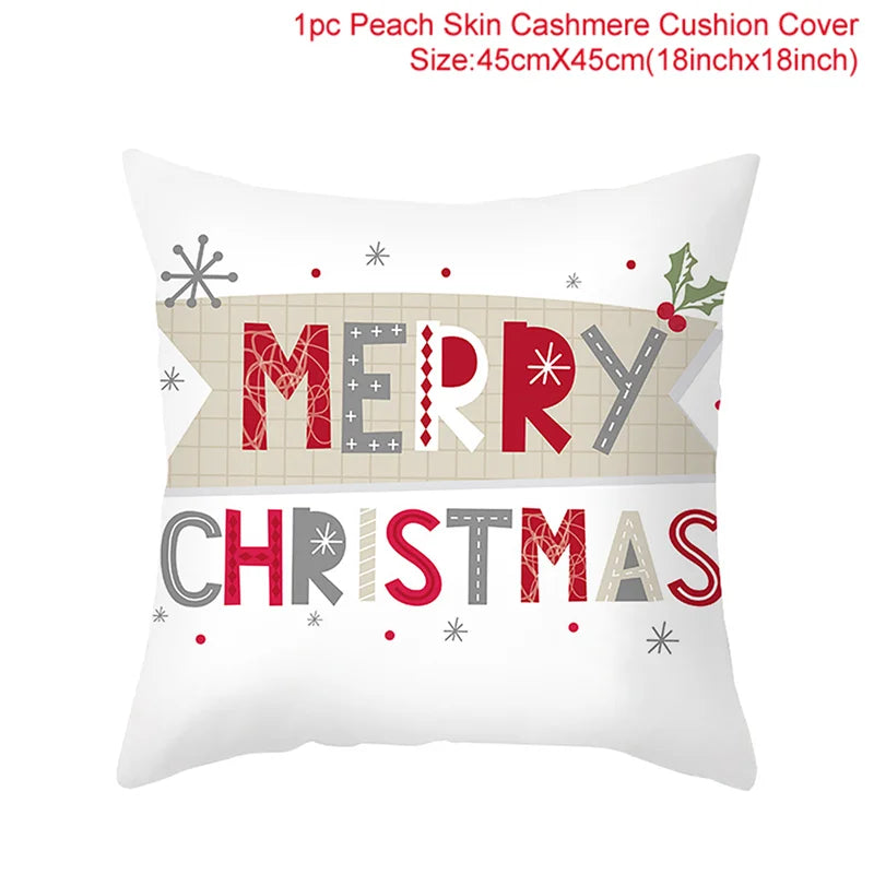45cm Christmas Cushion Cover Navidad Merry Christmas Decorations For Home 2024 Xmas Noel Cristmas Ornaments New Year Gifts 2025