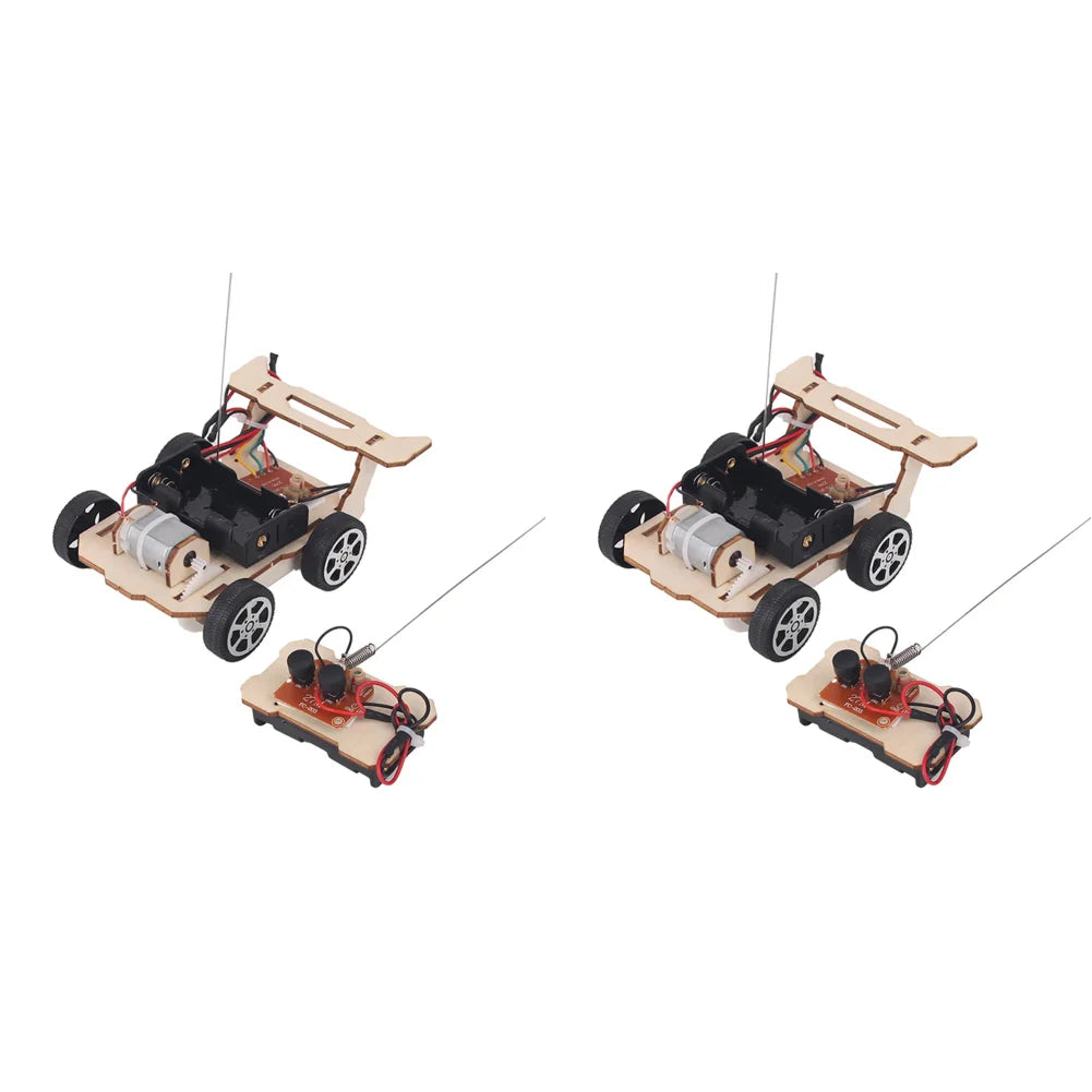 DIY Wooden Remote Control Car Model Assembly RC Toys Science Experiment Kits Exercise Thinking STEM Educational Toy Gift for Kid