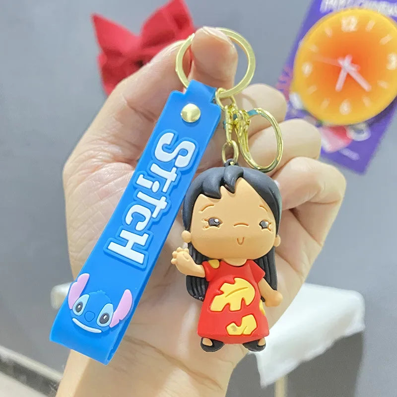 Cartoon Lilo & Stitch Keychains for Women Men Fans Cute Stitch Angel Lilo Keyrings Car Keys Holder Gifts for Friends
