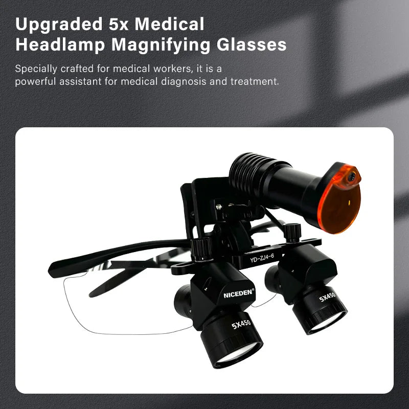 Lupas 5x Lupa Binocular Dental 5w LED Medicina De Laboratorio Lente De Aumento Binocular Luz Equipo Quirúrgico Dental